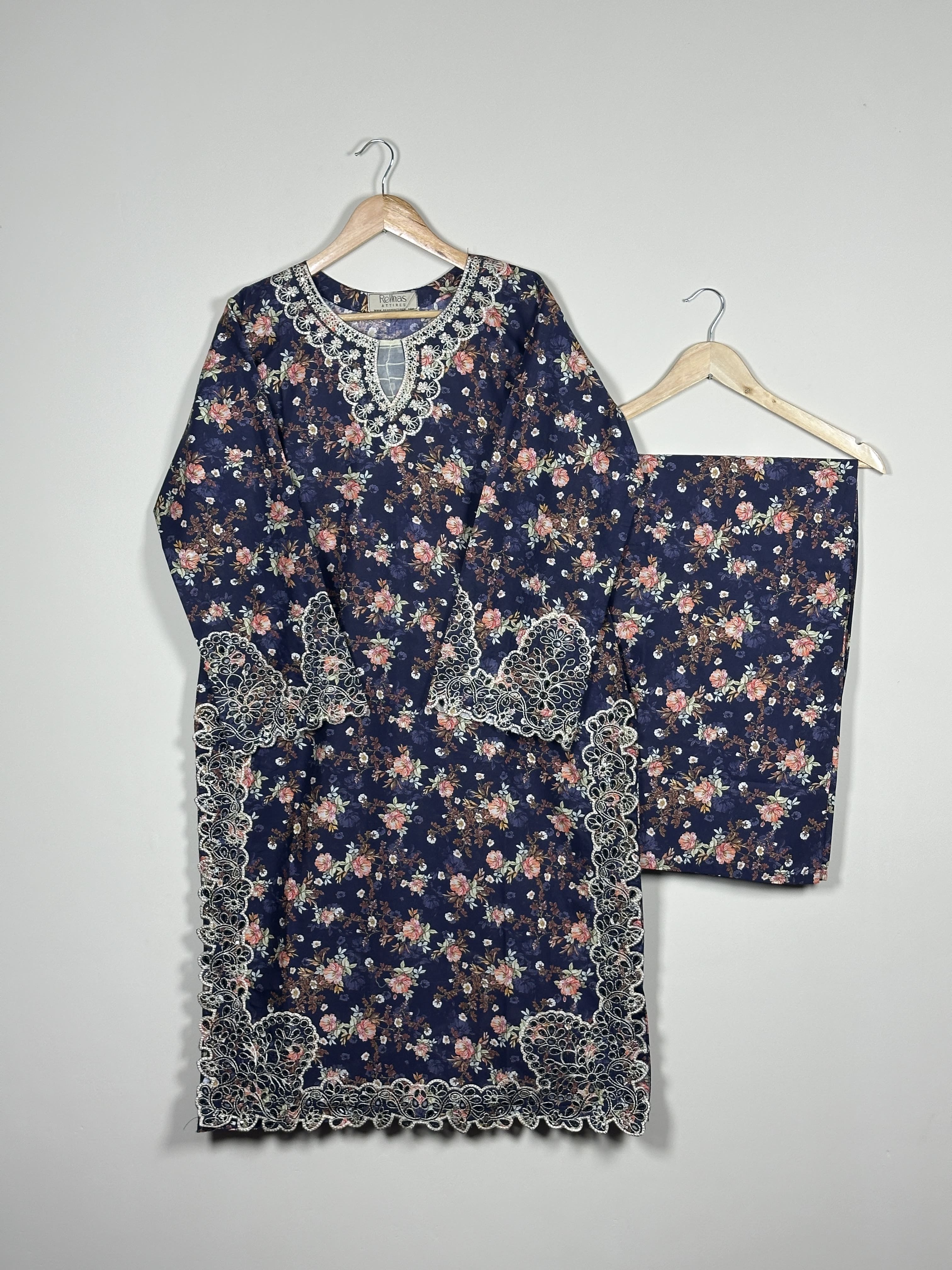 ARA-602-Indigo Blue-2Pc-Ready To Wear Embroidered Lawn Dress