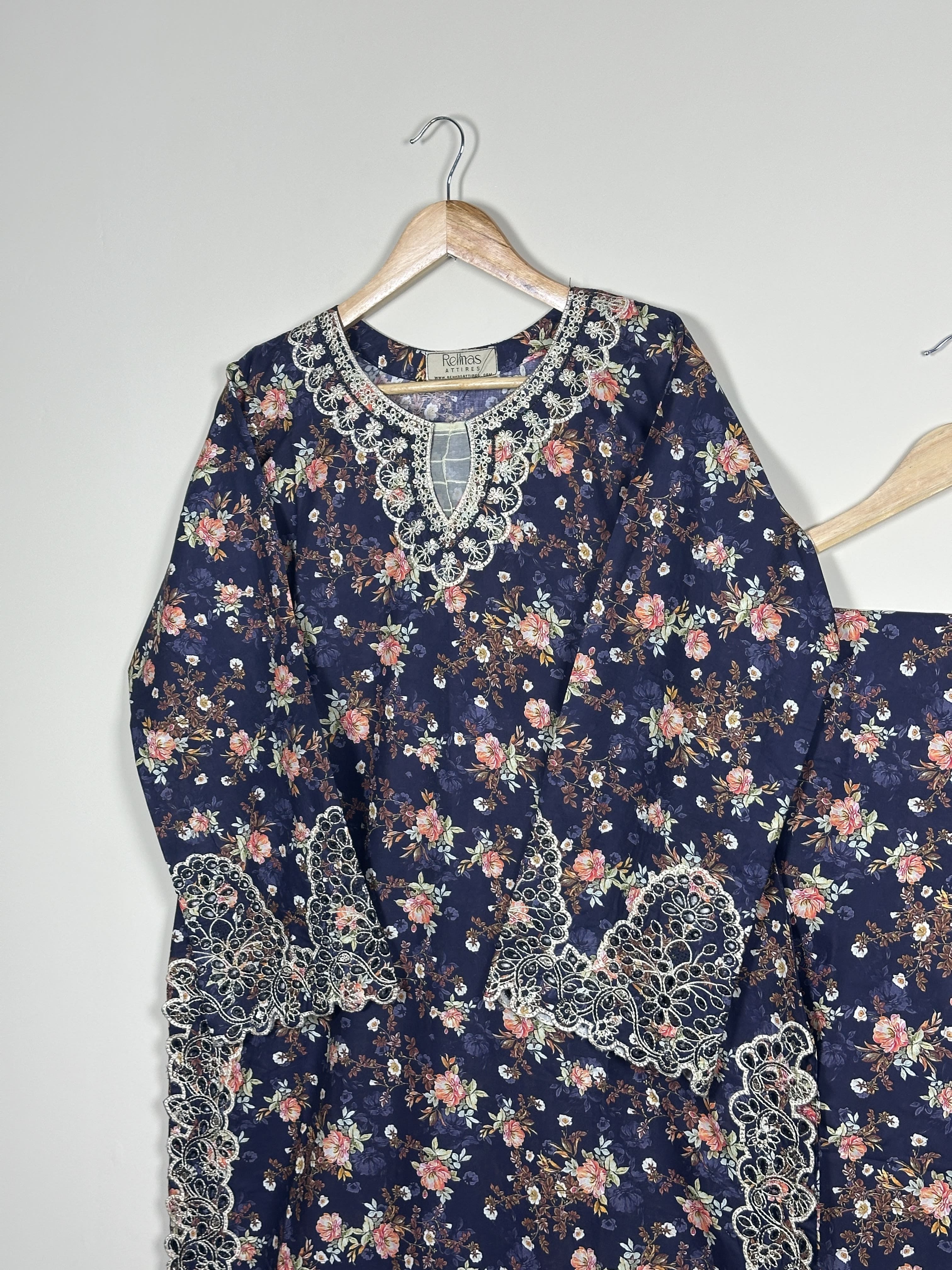 ARA-602-Indigo Blue-2Pc-Ready To Wear Embroidered Lawn Dress